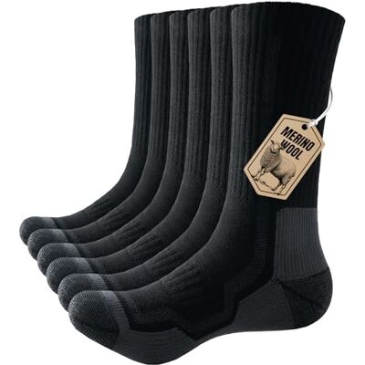 PULIOU Merino Wandersocken Herren Damen, Outdoor Trekkingsocken Merinowolle Sportsocken Atmungsaktiv & Anti-Blasen Gepolstert Laufsocken Arbeitssocken, 3 Paar PULIOU Merino Wandersocken Herren Damen, Outdoor Trekkingsocken Merinowolle Sportsocken Atmungsaktiv & Anti-Blasen Gepolstert Laufsocken Arbeitssocken, 3 Paar