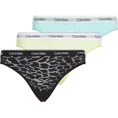 Calvin Damen 3er Pack Slips Bikini Form Low-Rise Unterwäsche, Mehrfarbig (Black/Highline Green/Beau Blue), XS Calvin Damen 3er Pack Slips Bikini Form Low-Rise Unterwäsche, Mehrfarbig (Black/Highline Green/Beau Blue), XS