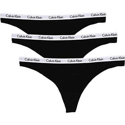 Calvin Damen 3er Pack Strings Thong Unterwäsche, Schwarz (Black/Black/Black), L Calvin Damen 3er Pack Strings Thong Unterwäsche, Schwarz (Black/Black/Black), L