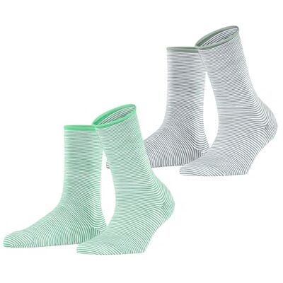 ESPRIT Damen Socken Allover Stripe Multipack W So Baumwolle gemustert 2 Paar, Mehrfarbig Green Grey 0240, 35-38 ESPRIT Damen Socken Allover Stripe Multipack W So Baumwolle gemustert 2 Paar, Mehrfarbig Green Grey 0240, 35-38