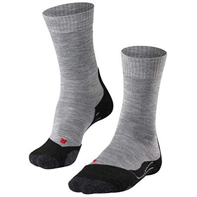 FALKE Damen Wandersocken TK2 Explore W So Wolle Funktionsmaterial antiblasen dick 1 Paar, Grau Light Grey 3403, 39-40 FALKE Damen Wandersocken TK2 Explore W So Wolle Funktionsmaterial antiblasen dick 1 Paar, Grau Light Grey 3403, 39-40
