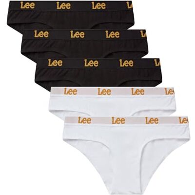 Lee Damen Womens Briefs in Black/White Cotton Rich Underwear with Soft Microfibre Waistband Boxershorts, Blacks/Whites, Lee Damen Womens Briefs in Black/White Cotton Rich Underwear with Soft Microfibre Waistband Boxershorts, Blacks/Whites,