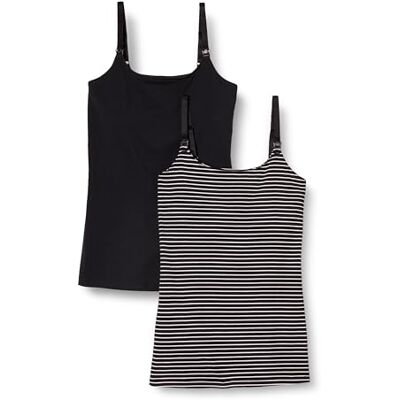 Amazon Essentials Damen Umstands-Camisole Stillfreundlich, 2er-Pack, Schwarz gestreift, Small Amazon Essentials Damen Umstands-Camisole Stillfreundlich, 2er-Pack, Schwarz gestreift, Small
