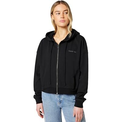 Calvin Women's Full Zip Sweat Hoodie LV00QS7599 Sleep Top, Black (Black), XL Calvin Women's Full Zip Sweat Hoodie LV00QS7599 Sleep Top, Black (Black), XL