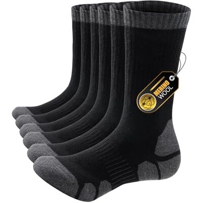 PULIOU Wandersocken Merino Socken Herren Damen, Outdoor & Trekking-Socken, Anti-Blasen, Gepolstert Arbeitssocken Laufsocken Sportsocken, Schwarz 35-38 (3 Paar) PULIOU Wandersocken Merino Socken Herren Damen, Outdoor & Trekking-Socken, Anti-Blasen, Gepolstert Arbeitssocken Laufsocken Sportsocken, Schwarz 35-38 (3 Paar)