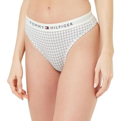 Tommy Hilfiger Damen String Print Tanga, Weiß (Ctb Grid Check Ivory), S Tommy Hilfiger Damen String Print Tanga, Weiß (Ctb Grid Check Ivory), S