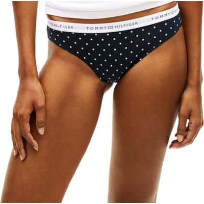 Tommy Hilfiger Damen Slip Bikini Form Cotton mit Logobund, Blau (Polka Dot Desert Sky), S Tommy Hilfiger Damen Slip Bikini Form Cotton mit Logobund, Blau (Polka Dot Desert Sky), S