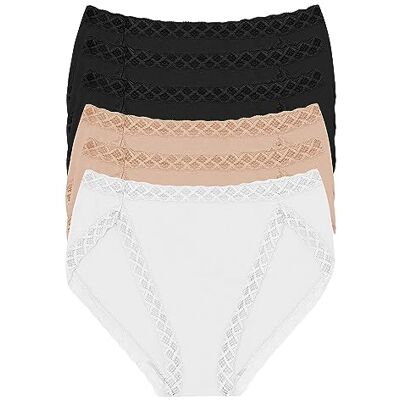 Natori Damen Bliss French Cut 3-Pack Slip, Schwarz/Cafe/Weiß, L (3er Pack) Natori Damen Bliss French Cut 3-Pack Slip, Schwarz/Cafe/Weiß, L (3er Pack)