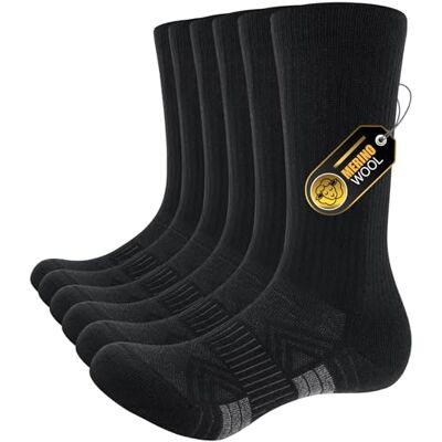 PULIOU Wandersocken Merino Socken Herren Damen, Outdoor & Trekking-Socken, Anti-Blasen, Gepolstert Arbeitssocken Laufsocken Sportsocken, Schwarz 39-42 (3 Paar) PULIOU Wandersocken Merino Socken Herren Damen, Outdoor & Trekking-Socken, Anti-Blasen, Gepolstert Arbeitssocken Laufsocken Sportsocken, Schwarz 39-42 (3 Paar)