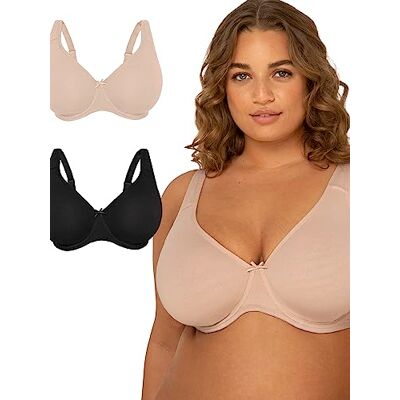 Fruit of the Loom Damen Fit for Me Collection: Plus-Size Unlined Underwire Bra-Cotton Comfort & Pinch-Free Straps BH mit voller Abdeckung, Undurchsichtige, Heather Grey/Black Hue, 105D (2er Pack) Fruit of the Loom Damen Fit for Me Collection: Plus-Size Unlined Underwire Bra-Cotton Comfort & Pinch-Free Straps BH mit voller Abdeckung, Undurchsichtige, Heather Grey/Black Hue, 105D (2er Pack)