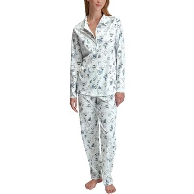 CALIDA Swiss Resort Pyjama, Schlafanzug, durchgeknöpft Damen, aus 100% Baumwolle Cascade Blue 44-46 CALIDA Swiss Resort Pyjama, Schlafanzug, durchgeknöpft Damen, aus 100% Baumwolle Cascade Blue 44-46