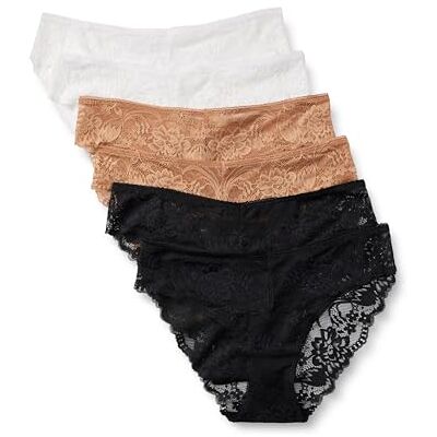 Amazon Essentials Damen Höschen Aus Weicher Stretch-Spitze, Bikini, Cheeky, Hochgeschnittener String, Hipster Und String-Styles, 6er Pack, Gewaschene Bronze/Schwarz/Weiß, 38 Amazon Essentials Damen Höschen Aus Weicher Stretch-Spitze, Bikini, Cheeky, Hochgeschnittener String, Hipster Und String-Styles, 6er Pack, Gewaschene Bronze/Schwarz/Weiß, 38