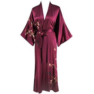 Ledamon Damen 100% Seide Kimono Robe Lang Bademantel Nachthemd Ledamon Damen 100% Seide Kimono Robe Lang Bademantel Nachthemd