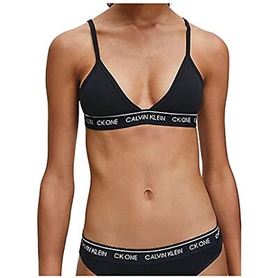 Calvin Damen BH Bralette Unlined Triangle ohne Bügel, Schwarz (Black), M Calvin Damen BH Bralette Unlined Triangle ohne Bügel, Schwarz (Black), M
