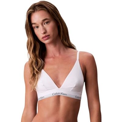 Calvin Damen Triangel BH Unlined mit Logobund, Weiß (White), M Calvin Damen Triangel BH Unlined mit Logobund, Weiß (White), M