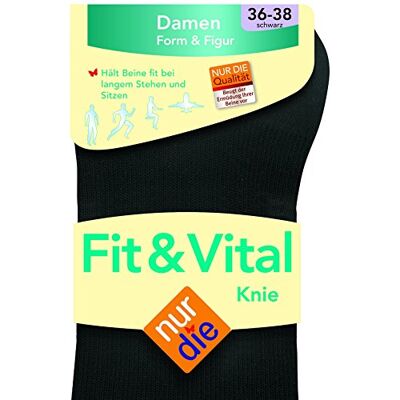 Nur Die Fit & Vital Kniestrümpfe entlastende Reisestrümpfe weiche & atmungsaktive Baumwolle mit Komfortbund Damen, schwarz, 35-38 Nur Die Fit & Vital Kniestrümpfe entlastende Reisestrümpfe weiche & atmungsaktive Baumwolle mit Komfortbund Damen, schwarz, 35-38
