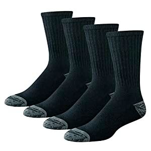 Amazon Essentials Herren Atmungsaktive, Gepolsterte Work Crew Leistungssocken Aus Baumwolle, 4 Paar, Schwarz, 41-45 Amazon Essentials Herren Atmungsaktive, Gepolsterte Work Crew Leistungssocken Aus Baumwolle, 4 Paar, Schwarz, 41-45