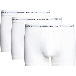 Tommy Hilfiger Herren 3er Pack Boxershorts Trunks mit Logobund, Weiß (White/White/White), S Tommy Hilfiger Herren 3er Pack Boxershorts Trunks mit Logobund, Weiß (White/White/White), S