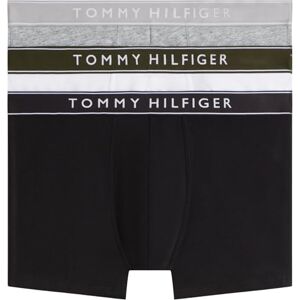 Tommy Hilfiger Herren 3er Pack Boxershorts Trunks mit Logobund, Mehrfarbig (Mid Hthr/Blck/Th Wht), M Tommy Hilfiger Herren 3er Pack Boxershorts Trunks mit Logobund, Mehrfarbig (Mid Hthr/Blck/Th Wht), M