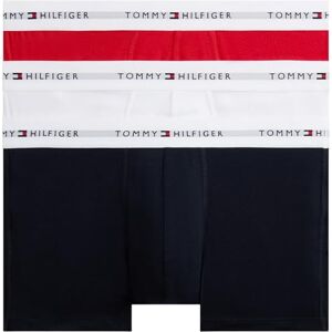 Tommy Hilfiger Herren 3er Pack Boxershorts Trunks mit Logobund, Mehrfarbig (Desert Sky/White/Primary Red), M Tommy Hilfiger Herren 3er Pack Boxershorts Trunks mit Logobund, Mehrfarbig (Desert Sky/White/Primary Red), M