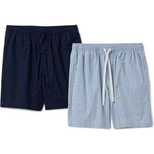 Amazon Essentials Herren Pyjama-Shorts, Kurz, Baumwoll-Stretch-Popeline, 2er-Pack, Marineblau/Thin Stripe, XL Amazon Essentials Herren Pyjama-Shorts, Kurz, Baumwoll-Stretch-Popeline, 2er-Pack, Marineblau/Thin Stripe, XL