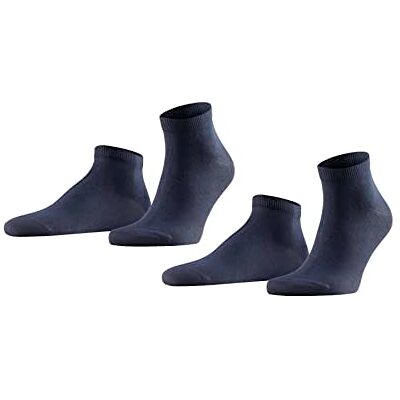 FALKE Herren Sneakersocken Happy Double Pack M Sn Baumwolle kurz einfarbig 2 Paar, Blau Dark Navy 6375, 39-42 FALKE Herren Sneakersocken Happy Double Pack M Sn Baumwolle kurz einfarbig 2 Paar, Blau Dark Navy 6375, 39-42