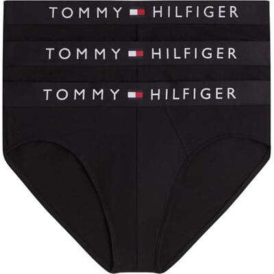 Tommy Hilfiger Herren 3er Pack Unterhosen Hip Briefs mit Logobund, Schwarz (Black/Black/Black), XXL Tommy Hilfiger Herren 3er Pack Unterhosen Hip Briefs mit Logobund, Schwarz (Black/Black/Black), XXL