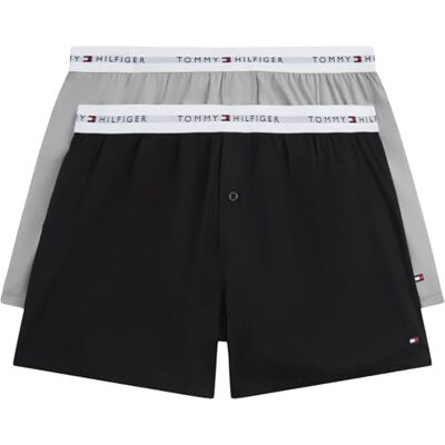 Tommy Hilfiger Herren 2er Pack Boxershorts aus Baumwolle, Mehrfarbig (Blk/Antique Silver), XL Tommy Hilfiger Herren 2er Pack Boxershorts aus Baumwolle, Mehrfarbig (Blk/Antique Silver), XL