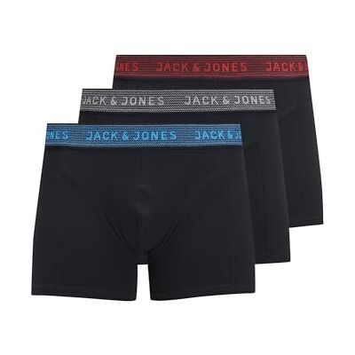 JACK & JONES Jungen Jacwaistband Trunks 3 Pack Noos Jr Boxershorts, Asphalt/Detail:hawaian Ocean Fiery Red, 164 EU JACK & JONES Jungen Jacwaistband Trunks 3 Pack Noos Jr Boxershorts, Asphalt/Detail:hawaian Ocean Fiery Red, 164 EU