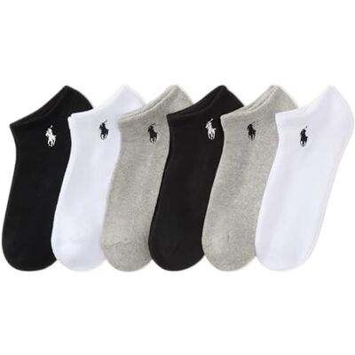 POLO RALPH LAUREN Damen Performance Cotton Socks-6 Pair Pack-Breathable Mesh & Sport Cushioning Kissen Low-Cut, Grau, Sortiert, 36.5-43 EU POLO RALPH LAUREN Damen Performance Cotton Socks-6 Pair Pack-Breathable Mesh & Sport Cushioning Kissen Low-Cut, Grau, Sortiert, 36.5-43 EU
