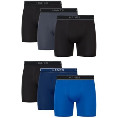 Hanes Herren-Unterwäsche, Boxershorts, Performance-Stretch-Unterwäsche, feuchtigkeitsableitende Boxershorts für Herren, 6er-Pack Hanes Herren-Unterwäsche, Boxershorts, Performance-Stretch-Unterwäsche, feuchtigkeitsableitende Boxershorts für Herren, 6er-Pack