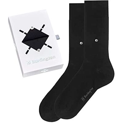 Burlington Herren Socken Basic Uni Gift Box M So Baumwolle einfarbig 2 Paar, Schwarz 0010, 40-46 Burlington Herren Socken Basic Uni Gift Box M So Baumwolle einfarbig 2 Paar, Schwarz 0010, 40-46