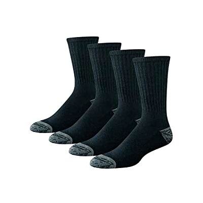 Amazon Essentials Herren Atmungsaktive, Gepolsterte Work Crew Leistungssocken Aus Baumwolle, 4 Paar, Schwarz, 46-48 Amazon Essentials Herren Atmungsaktive, Gepolsterte Work Crew Leistungssocken Aus Baumwolle, 4 Paar, Schwarz, 46-48