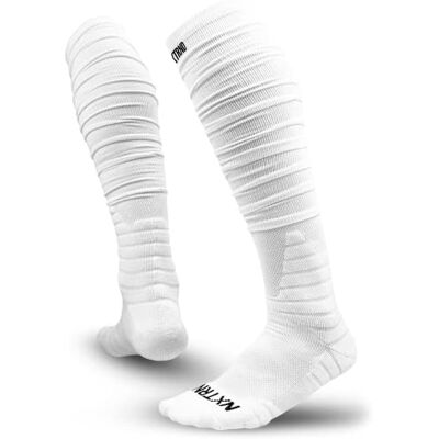 NXT NXTRND Nxtrnd XTD Scrunch Fußballsocken, extra lange gepolsterte Sportsocken für Herren und Jungen, Weiss/opulenter Garten, Medium NXT NXTRND Nxtrnd XTD Scrunch Fußballsocken, extra lange gepolsterte Sportsocken für Herren und Jungen, Weiss/opulenter Garten, Medium