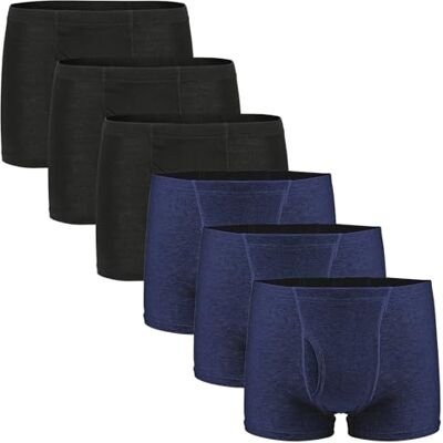 FAMI HELPER 6er Pack Inkontinenz Pants Männer, Waschbare Herren-Boxershorts aus Baumwolle mit 250 ml saugfähiger Einlage Wiederverwendbare saugfähige Unterwäsche für Männer Schwarz und Blau Größe XL FAMI HELPER 6er Pack Inkontinenz Pants Männer, Waschbare Herren-Boxershorts aus Baumwolle mit 250 ml saugfähiger Einlage Wiederverwendbare saugfähige Unterwäsche für Männer Schwarz und Blau Größe XL