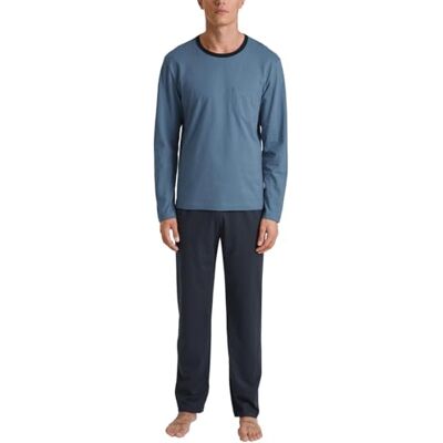 CALIDA Relax Essentials Pyjama Herren langer Schlafanzug mit Brusttasche, weiche Single-Jersey-Qualität und lockere Passform CALIDA Relax Essentials Pyjama Herren langer Schlafanzug mit Brusttasche, weiche Single-Jersey-Qualität und lockere Passform