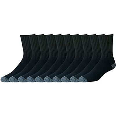 Amazon Essentials Herren Crew-Socken aus Baumwolle – bequem, strapazierfähig, teilweise gepolstert, 10 Paar, Schwarz, 41-45 Amazon Essentials Herren Crew-Socken aus Baumwolle – bequem, strapazierfähig, teilweise gepolstert, 10 Paar, Schwarz, 41-45