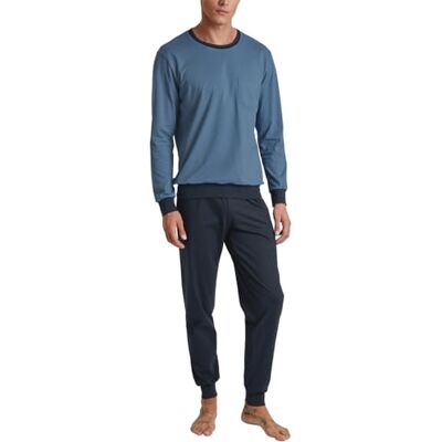CALIDA Relax Essentials Bündchen-Pyjama Herren Schlafanzug mit Bündchen, weiche Single-Jersey-Qualität und lockere Passform mit Brusttasche CALIDA Relax Essentials Bündchen-Pyjama Herren Schlafanzug mit Bündchen, weiche Single-Jersey-Qualität und lockere Passform mit Brusttasche