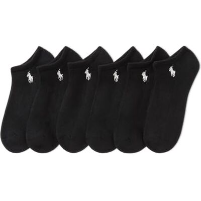 POLO RALPH LAUREN Damen Performance Cotton Socks-6 Pair Pack-Breathable Mesh & Sport Cushioning Kissen Low-Cut, Schwarz, 42-44.5 EU POLO RALPH LAUREN Damen Performance Cotton Socks-6 Pair Pack-Breathable Mesh & Sport Cushioning Kissen Low-Cut, Schwarz, 42-44.5 EU