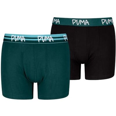 Puma Jungen Script Logo Boxer Briefs, Green/Black, 170-176 EU Puma Jungen Script Logo Boxer Briefs, Green/Black, 170-176 EU