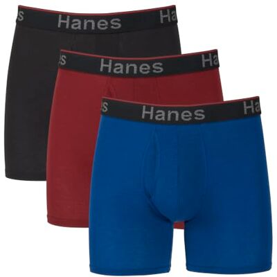 Hanes , Total Support Pouch, Herren-Boxershorts, scheuerfrei, feuchtigkeitsableitend, geruchshemmend, 3er-Pack (Regulär oder langes Bein). Hanes , Total Support Pouch, Herren-Boxershorts, scheuerfrei, feuchtigkeitsableitend, geruchshemmend, 3er-Pack (Regulär oder langes Bein).