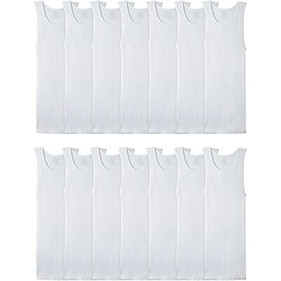 Fruit of the Loom Herren Ärmelloses Tank-a-Shirt, Ohne Etikett und Feuchtigkeitstransport, Gerippter Stretchstoff Unterhemd, 14 Stück, weiß, L (14er Pack) Fruit of the Loom Herren Ärmelloses Tank-a-Shirt, Ohne Etikett und Feuchtigkeitstransport, Gerippter Stretchstoff Unterhemd, 14 Stück, weiß, L (14er Pack)