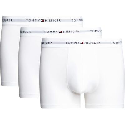 Tommy Hilfiger Herren 3er Pack Boxershorts Trunks mit Logobund, Weiß (White/White/White), XL Tommy Hilfiger Herren 3er Pack Boxershorts Trunks mit Logobund, Weiß (White/White/White), XL