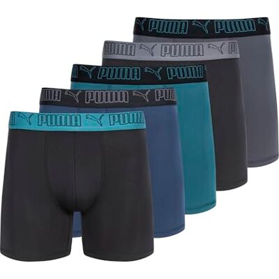 Puma Herren Performance-Boxershorts, 5er-Pack, Blau/Grün/Schwarz, X-Large Puma Herren Performance-Boxershorts, 5er-Pack, Blau/Grün/Schwarz, X-Large