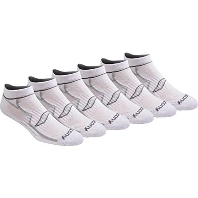 Saucony Herren Rundry Bolt Performance No-Show Socken, Erhältlich in M-XXL (6, 12, 18 Laufsocken, Weiß (6 Paar), Medium (6er Pack) Saucony Herren Rundry Bolt Performance No-Show Socken, Erhältlich in M-XXL (6, 12, 18 Laufsocken, Weiß (6 Paar), Medium (6er Pack)