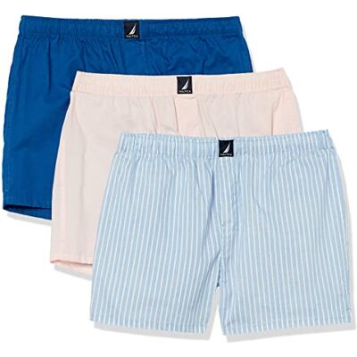 Nautica Herren-Boxershorts, Baumwolle, gewebt, rosa/blau/Streifen (Oasis Pink/Ocean Lapis/Pin Stripe Silver Lake), Größe L, 3er-Pack Nautica Herren-Boxershorts, Baumwolle, gewebt, rosa/blau/Streifen (Oasis Pink/Ocean Lapis/Pin Stripe Silver Lake), Größe L, 3er-Pack