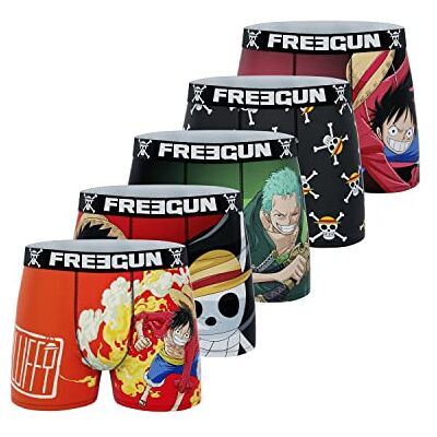 FREEGUN Herren-Boxershorts, One Piece, Luffy, originell und authentisch, 5 Stück, Schwarz, XL FREEGUN Herren-Boxershorts, One Piece, Luffy, originell und authentisch, 5 Stück, Schwarz, XL