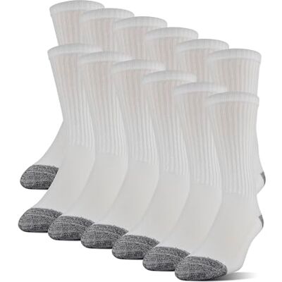 Gildan Halb-gepolsterte Crew-Socken, für Herren, aus Polyester, 12 Paar, Weiss/opulenter Garten, Shoe Size: 6-12 Gildan Halb-gepolsterte Crew-Socken, für Herren, aus Polyester, 12 Paar, Weiss/opulenter Garten, Shoe Size: 6-12