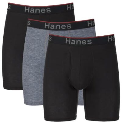 Hanes , Total Support Pouch, Herren-Boxershorts, scheuerfrei, feuchtigkeitsableitend, geruchshemmend, 3er-Pack (Regulär oder langes Bein). Hanes , Total Support Pouch, Herren-Boxershorts, scheuerfrei, feuchtigkeitsableitend, geruchshemmend, 3er-Pack (Regulär oder langes Bein).