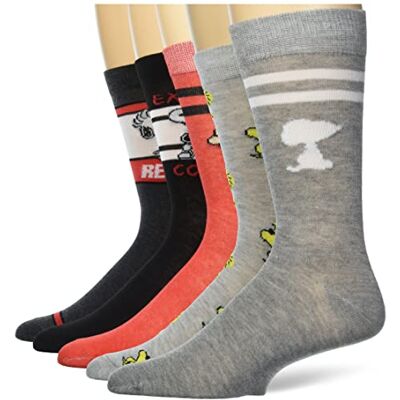 Peanuts Herren Snoopy Crew, 5er-Pack Lässige Socken, Grau Sortiert, 43-47 EU Peanuts Herren Snoopy Crew, 5er-Pack Lässige Socken, Grau Sortiert, 43-47 EU